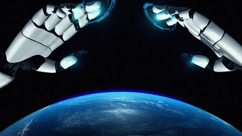 MLP Futuristic robot artificial intelligence enlightening AI technology concept Video stock 277031156