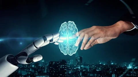 MLP Futuristic robot artificial intelligence enlightening AI technology concept Vídeos de archivo 277182308