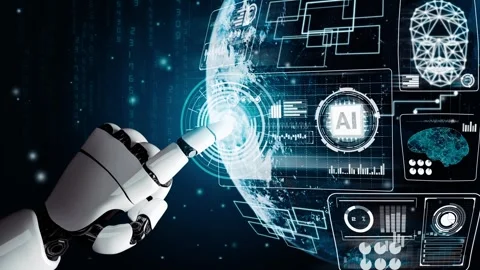 MLP Futuristic robot artificial intelligence revolutionary AI technology concept Stock Footage 278932323