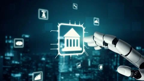 MLP Futuristic robot artificial intelligence enlightening AI technology concept Video stock 279187742