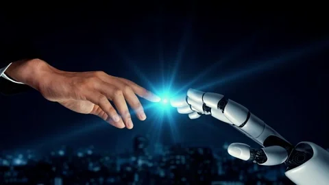 MLP Futuristic robot artificial intelligence enlightening AI technology concept Stock Footage 279509822