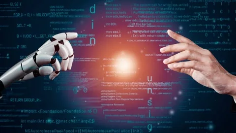 MLP Futuristic robot artificial intelligence revolutionary AI technology concept Stock Footage 279681607