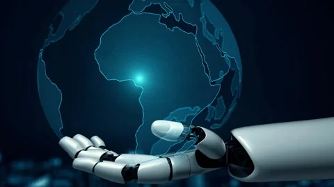 MLP Futuristic robot artificial intelligence enlightening AI technology concept Stock Footage 280435336