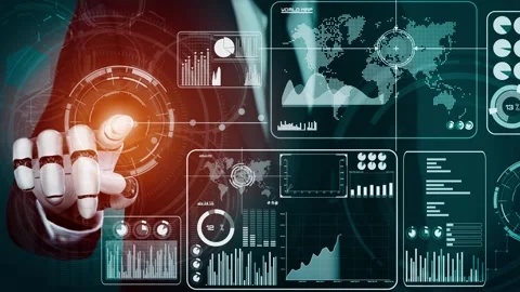 MLP Futuristic robot artificial intelligence revolutionary AI technology concept Stock Footage 280708672