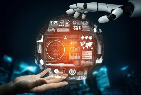 MLP Futuristic robot artificial intelligence concept. Stock Illustration