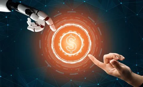 MLP Futuristic robot artificial intelligence concept. Illustrazione stock