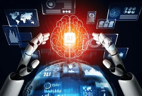 MLP Futuristic robot artificial intelligence concept. 스톡 일러스트