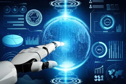 MLP Futuristic robot artificial intelligence concept. Illustrazione stock