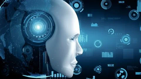 MLP Futuristic robot artificial intelligence huminoid AI for industrial factory Stockillustratie