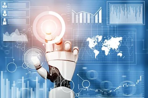 MLP Futuristic robot artificial intelligence concept. Illustrazione stock