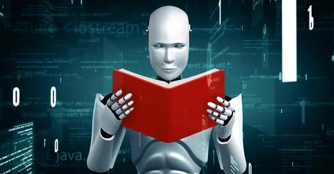 MLP Futuristic robot artificial intelligence huminoid AI programming coding Stock Illustration