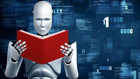 MLP Futuristic robot artificial intelligence huminoid AI programming coding Stock Illustration