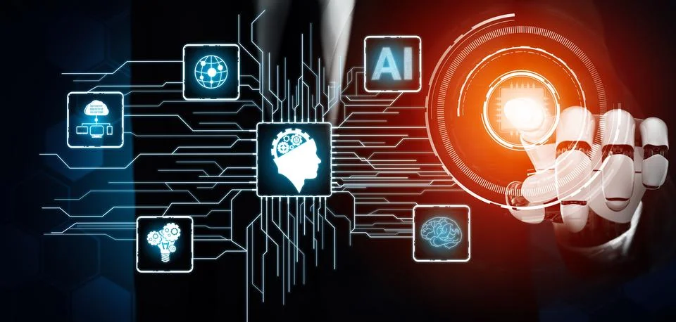 MLP Futuristic robot artificial intelligence concept. 스톡 일러스트