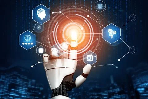 MLP Futuristic robot artificial intelligence concept. 스톡 일러스트