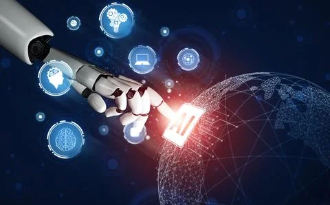 MLP Futuristic robot artificial intelligence concept. 스톡 일러스트