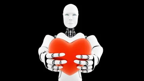 MLP Futuristic robot , artificial intelligence CGI on black background Stock Illustration