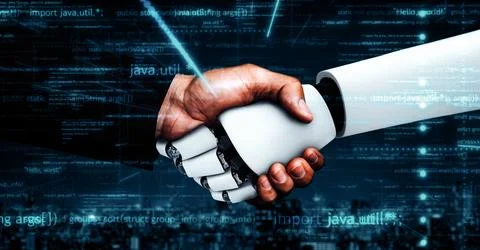 MLP Futuristic robot artificial intelligence huminoid AI programming coding Stock-Illustration
