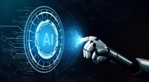 MLP Futuristic robot artificial intelligence concept. 스톡 일러스트