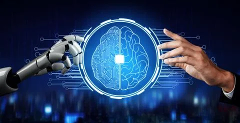 MLP Futuristic robot artificial intelligence concept. 스톡 일러스트