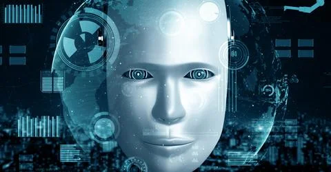 MLP Futuristic robot artificial intelligence huminoid AI for industrial factory Stockillustratie