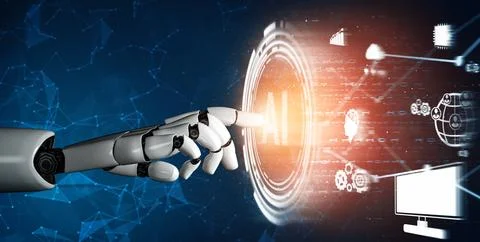 MLP Futuristic robot artificial intelligence concept. Stock Illustration
