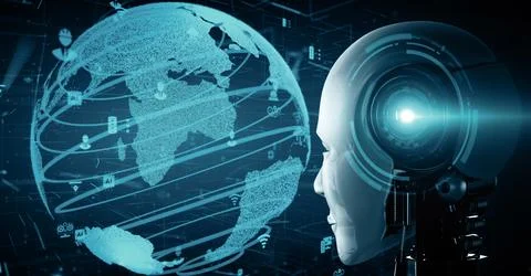 MLP Futuristic robot artificial intelligence huminoid AI for industrial factory イラスト素材