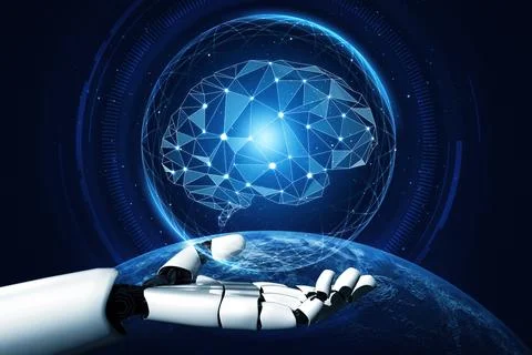 MLP Futuristic robot artificial intelligence concept. Illustrazione stock