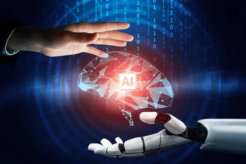 MLP Futuristic robot artificial intelligence concept. Illustrazione stock
