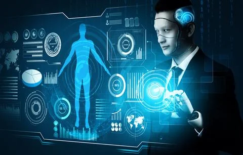 MLP Futuristic robot artificial intelligence concept. Stock Illustration