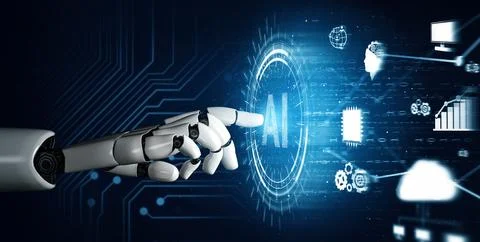 MLP Futuristic robot artificial intelligence concept. Illustrazione stock