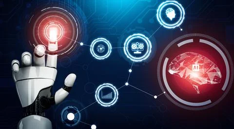 MLP Futuristic robot artificial intelligence concept. Illustrazione stock