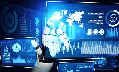 MLP Futuristic robot artificial intelligence concept. Stock Illustration