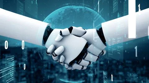 MLP Futuristic robot artificial intelligence huminoid AI programming coding Stock-Illustration