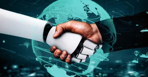 MLP Futuristic robot artificial intelligence huminoid AI transportation analytic 库存插图