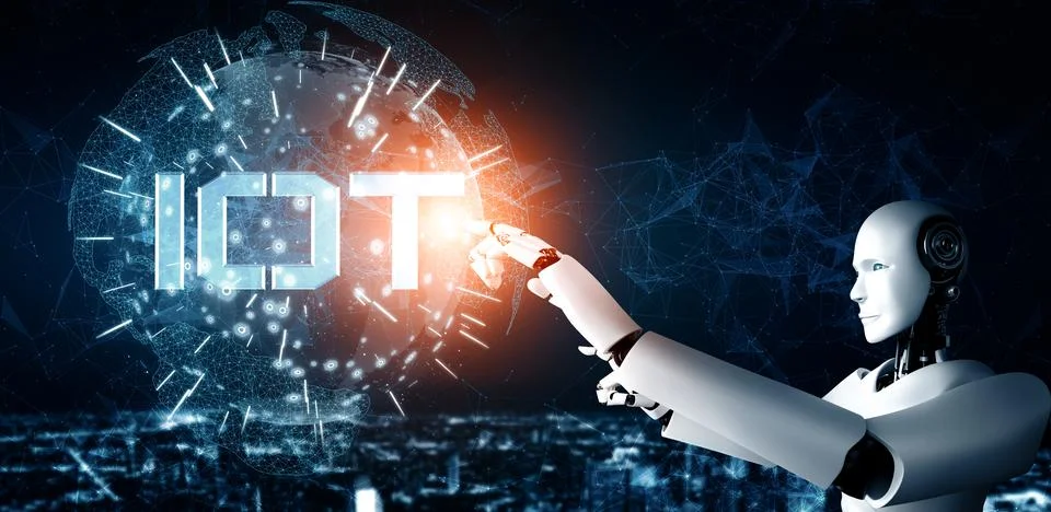 MLP Internet connection controlled by AI robot and machine learning process イラスト素材