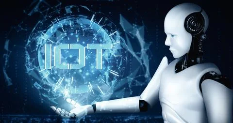 MLP Internet connection controlled by AI robot and machine learning process イラスト素材