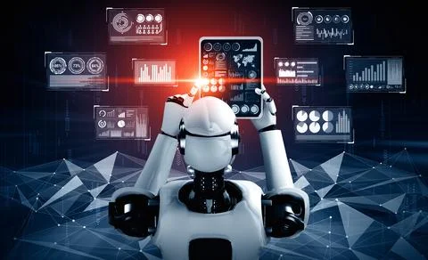 MLP Robot humanoid using tablet computer for big data analytic イラスト素材