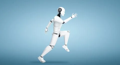 MLP Running robot humanoid showing fast movement and vital energy Stock Illustration