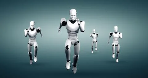 MLP Running robot humanoid showing fast movement and vital energy Stock Illustration