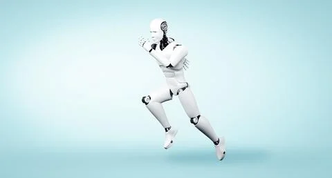 MLP Running robot humanoid showing fast movement and vital energy Stock Illustration