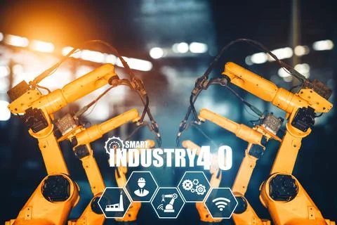 MLP Smart industry robot arms for digital factory production technology 写真素材