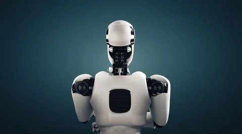 MLP Thinking AI humanoid robot analyzing information data Stockillustratie