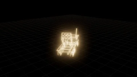 Mlrs archive self assembling turntable technical drawing 3D animation seamless Stock Footage 342242215