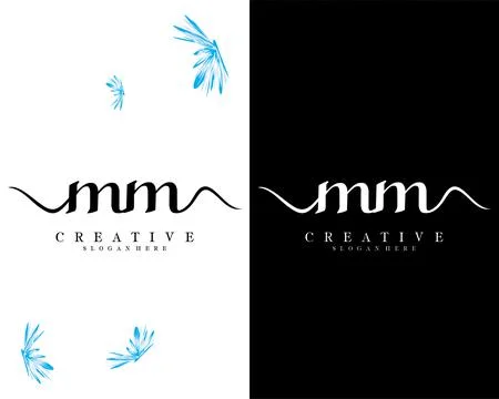 Mm, m handwriting script font letter logo design template vector Stock Illustration