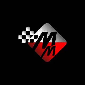 MM sport font on rectangular with squares flag image graphic Stock Illustration