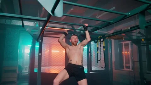 MMA fighters enter the cage ring. Mixed martial arts fight. Stock-Footage 238548738