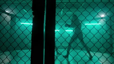 MMA fighters enter the cage ring. Mixed martial arts fight. Stock Footage 238550143