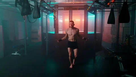 MMA fighters enter the cage ring. Mixed martial arts fight. Stock Footage 238550214