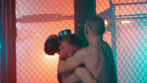 MMA fighters enter the cage ring. Mixed martial arts fight. Stock Footage 238551111