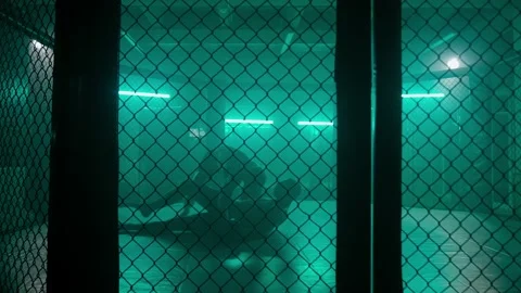 MMA fighters enter the cage ring. Mixed martial arts fight. Stock Footage 238551476
